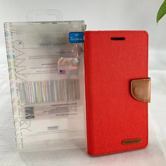 Goospery Wallet Case For Samsung Galaxy S6 edge+, Orange - Picture 3 of 8